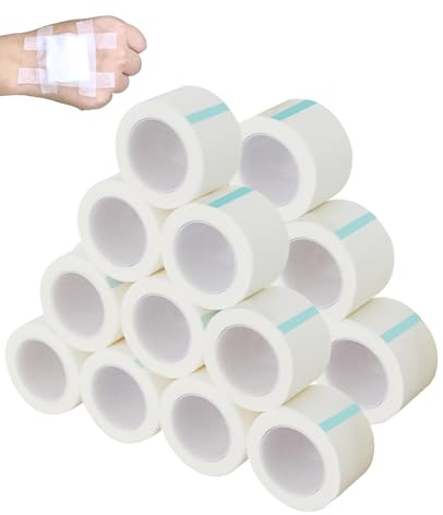 DASHUI 18 Rollen Micropore Tape Medizinisches Klebeband, 2,5cm x 9,14m Fixierpflaster Rolle, Chirurgisches Mikroporen-Klebeband für Wundversorgung,Sport,Wimpernverlängerun