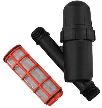 Homeponnew Regulador de presión y filtro de plástico tipo Y para sistemas de riego por goteo, rosca de 1 pulgada, 18 x 14 cm, juego de 2 piezas para control de flujo de agua de jardín y protección de