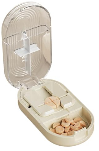 Cortadores De Pastillas Divisor de Comprimidos Pequeño | Organizador de Dispensador Preciso con Estuche Portátil para Medicamentos y Suplementos
