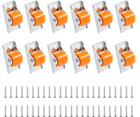 12 Stück Mini Möbelrollen Kleine Möbelrollen Flach Rollen für Möbel Kleine Räder für Möbel, 13mm Schwenkbare Transportrollen für Küchengeräte Trolleys DIY Lichtprojekt, mit 48 Schrauben
