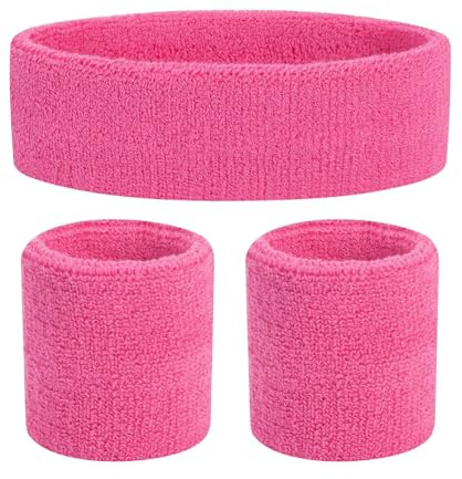2 pezzi Fasce da Polso per Sport e 1 Fascia per Capelli Assorbente, Traspirazione dell'umidità, Morbido Assorba Il Sudore Adatto Sport Fitness Tennis