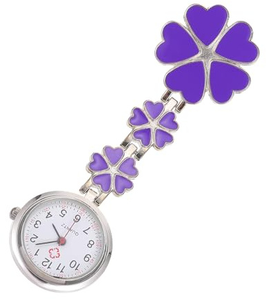 Krankenschwester Taschenuhr 1 Stück Zinklegierung Violett, Dekorativ | Kleine Hängeuhr mit Rundem Zifferblatt, Kreative Fünfherz Form, Geschenk für Frauen zum Fest