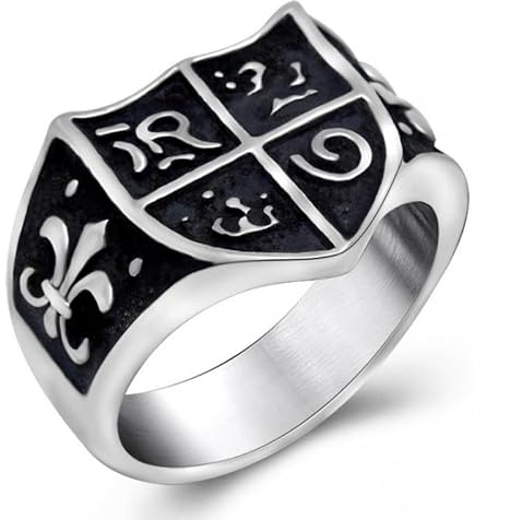 BOBIJOO Jewelry - Chevalière Bague Esprit Jeanne d'arc Royalisme Fleur Lys Templier Symbole Ancien - 63 (10 US)