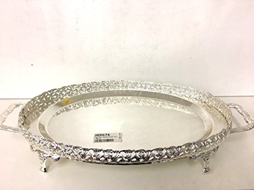40CM Large Gold Plated Oval Platter Gallery PAANDAN Serving Tray