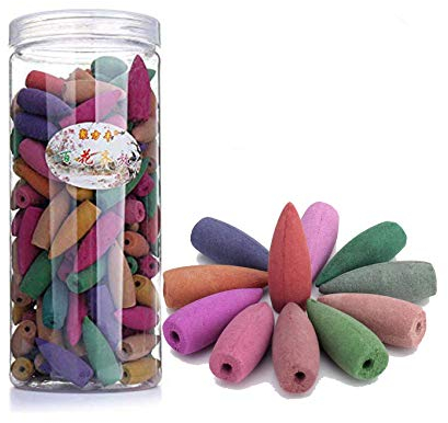 168 Stück gemischt Räucherkegel mit Rückfluss, Sandelholz, Aromatherapie, Tibetische Räucherkegel mit natürlichem Duft für Rückfluss-Räuchergefäß/Halter, Rose Lavendel