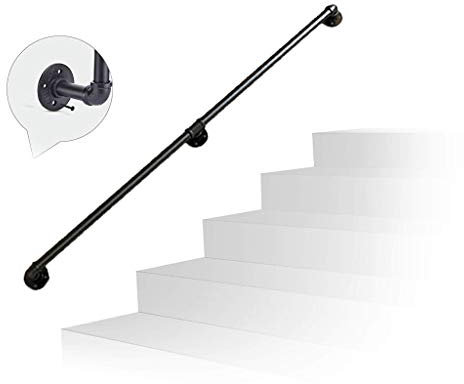 Staircase Handrail Banister Rail Support Kit 30~300cm Iron Pipe 32mm Grab Bar, Towel Bar, Wrought Iron Pipe Stair Handrail Use in Hallways, Ramps, or Stairs