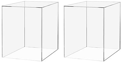 Marketing Holders 2 Pack 12 x 12 x 16 Clear Acrylic Display Box with One Open Side No Lid Versatile Tall Plastic Retail Product Riser Storage Bin or Wedding Floral Centerpiece Pedestal
