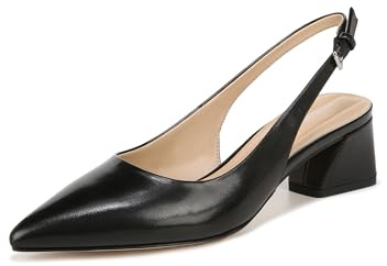 Franco Sarto Womens Racer Slingback Low Block Heel Pointed Toe Pump, Black, 6.5