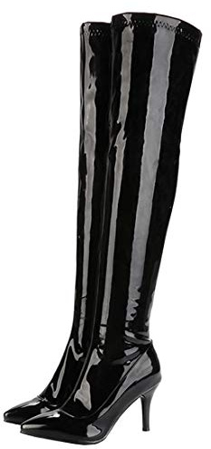 MISSUIT Damen Overknee Stiefel High Heels Stiletto Boots mit Reißverschluss 9cm Absatz Schuhe