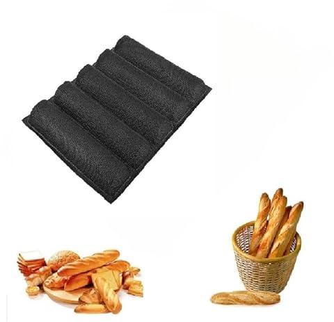 Goick Silikon Baguette Backform, 250°C Hitzebeständig, 12inch Backform für die Herstellung Baguette Pan Französisch Backformen Tablett für 5 Baguettes