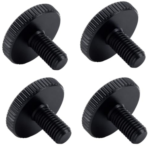 PrecisionGeek® M6 × 10 mm Rändelschrauben – Aluminium schwarz eloxiert – Ø20 mm großer Kopf – Daumenschrauben für Metall, Holz, Acryl, Maschinen & Gehäusebau – Set mit 4 Stück