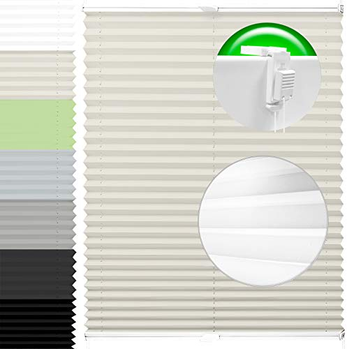 Horivert Plissee Pliseerollo mit Klemmträger Ohne Bohren Stoff Fensterrollo Klemmfix Faltrollo Jalousie Sonnenschutz Blickdicht 75x220 cm