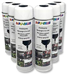 Dupli-Color 6 bombes de peinture - Blanc - Marquage craie - Repérage - Effaçable - 500ml