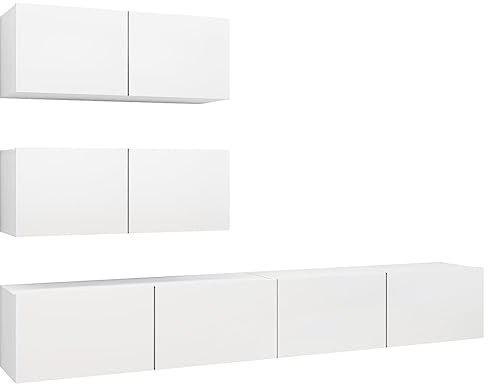 vidaXL 4-TLG. TV-Schrank-Set Weiß Holzwerkstoff