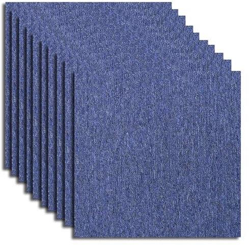 eppichfliesen 20 Stück - 5m², 50x50cm Selbstliegend Teppichboden, Rutschfest Strapazierfähiger Kurzflor Teppich für Büro Wohnzimmer Balkon Auto (Blau)