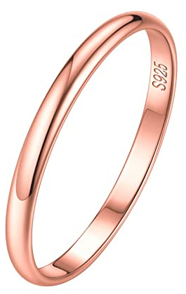 ChicSilver Damen Knöchelring in Ringgröße 52 Fingerring hochglanzpoliert Rosegold Bandring 2mm breit Ring für Valentinstag Geburtstag