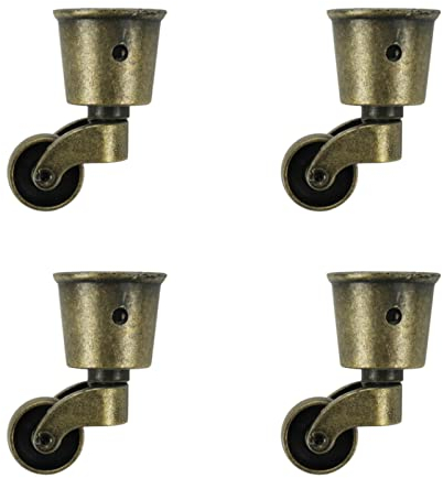 Meprotal 4 runde Lenkrollen, Zinklegierung, 3,2 cm, Innenschale, Drehrad, Möbelrollen, Grün / Bronze, 4 Stück