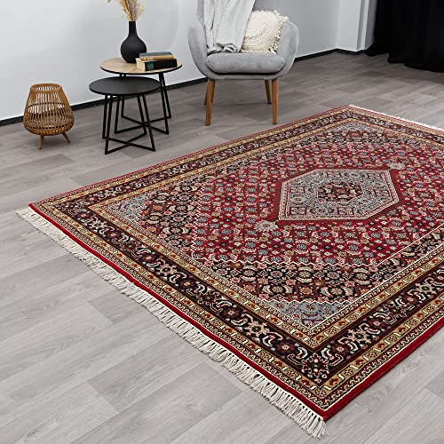 Steffensmeier Orientteppich Bidjar fein | Beste Schurwolle | Orientalisch | Rot, Handgeknüpft, Größe: 70x140 cm
