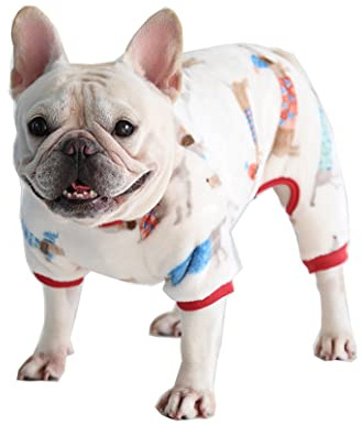 BT Bear Hunde-Pyjama, weicher, warmer Fleece-Overall, niedliche Haustierkleidung, Einteiler, Kostüm für kleine, mittelgroße Hunde, Mops, französische Bulldogge (rot, XL)