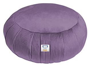 Sensory Owl Coussin de Yoga Méditation Zafu en Velours Rempli De Grains De Sarrasin Rond Lavande
