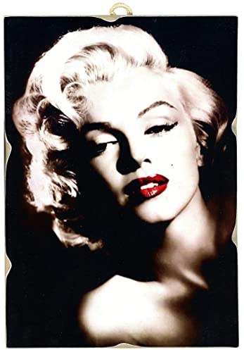 KUSTOM ART Bild im Vintage-Stil, Schauspieler, Hollywood, Marilyn Monroe, Druck auf Holz, 18 x 25 cm, Möbel für Kosmetikerinnen, Schönheitssalon, Friseure