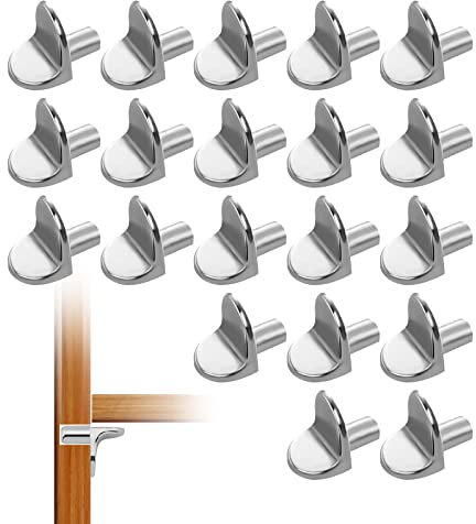 20 Pcs L-Shaped Metal Shelf Supports Pegs, Polished Nickel Cabinet Furniture Shelf Pins for Furniture Cupboard Closet Bookcase Shelf