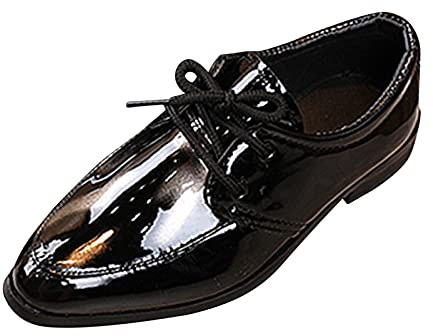 TDEOK Chaussures Garcon Cuir PU Chaussures de Cérémonie Mariage Soirée Bal Enfant Garçon Chaussures Oxfords et Derbies à Lacets pour Garçon Chaussures Pointu Orteil Boy Style Britannique