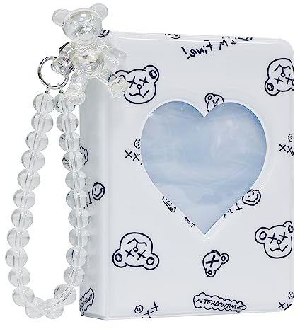 3 Zoll Kpop Fotokartenhalter, 7.6 cm Mini-Fotoalbum, Kpop-Fotokartenhalter,Liebesherz,Fotokartenhalter für beste Freundin Besties oder Freund Partner (Beige)