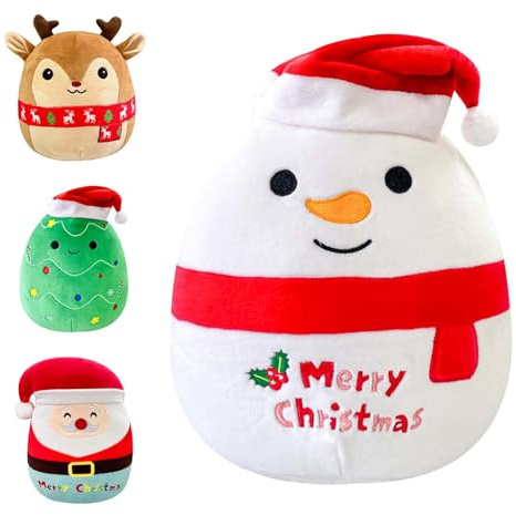POPOYU 20cm Christmas Snowman Plush Pillow Toys,3D Cute Christmas Stuffed Snowman Pillow Doll Squishy Cotton Plushies Doll,Super Soft Toy Gift for Kids Kids Collection Home Decoration