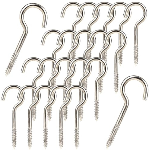 50pcs Heavy Duty 2 Inch Metal Cup Hook - Round End Self Tapping Screw Hooks, Silver Threaded 304 Stainless Steel Eye Bolt Ceiling Hanger With Open Loop