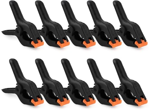BREANIFULL 10 Stück 4 Zoll Nylon Federklemmen Klemmen Schwarz Federklemme mit Beweglichen Backen Hochleistungs Frühlings Klemmen für Ateliers, Kunst, Handwerk, Holzwerkstatt, Fotografie