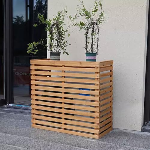 Generic Copri Condizionatore Esterno Legno, Adatto Per Climatizzazione Esterna, Decorare (Color: Wood, Size: 120*35*80cm)