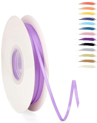 Helles Lila 3mm Satinband 95 Meter, Polyesterband, verschönern Sie Ihre Bastelarbeiten und Feiern, ideal für Geschenkverpackungen, Dekorationen, Hochzeitsautoband, Bänder zum Basteln