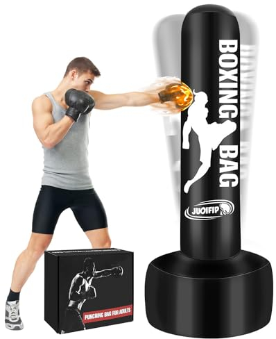 JUOIFIP Boxsack Erwachsene 180cm Aufblasbare Boxsack Stehend Freistehende Kickboxsäcke Ausrüstung für das Training MMA Muay Thai Fitness zu verwenden