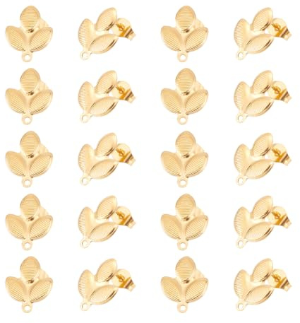 UNICRAFTALE Pendientes de oro auténtico de 18 quilates con tuerca de rosquilla redonda con anillo de metal