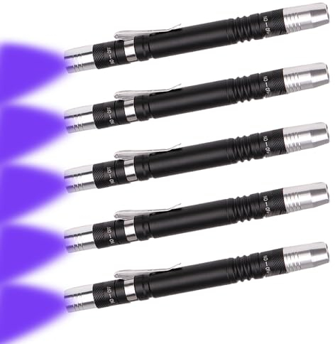 MVIOCS Upgraded UV Flashlight 5 Pack, Bright LED Torch White &High Power Black Light Combo, Blacklight Flashlight Pet Urine Detector Light for Dog/Cat, Dry Stains,Resin Curing,Bed Bug, Scorpions