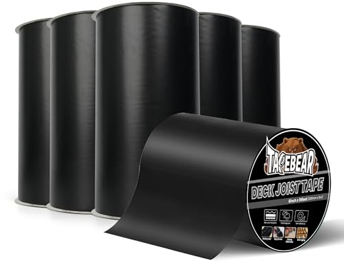 TAPEBEAR Vattentät tejp, butyltejp, 200 mm x 5 m, butyltätningstejp, självhäftande bitumentejp, takreparationstejp, korrosionsskydd för balkar, konstruktionstejp och trä, 6 rullar