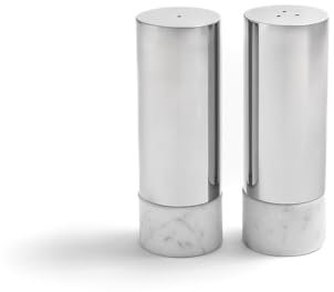 Anna New York Coluna Lot de 2 salières et poivrières Marbre/argenté