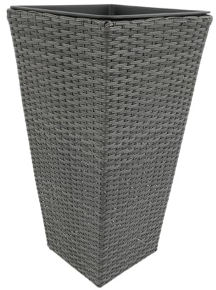 CB Home & Style Pflanztopf Rattan Grau Pflanzkübel Pflanzengefäß Blumentopf Blumenkübel Kunststoff (35x35x70cm)