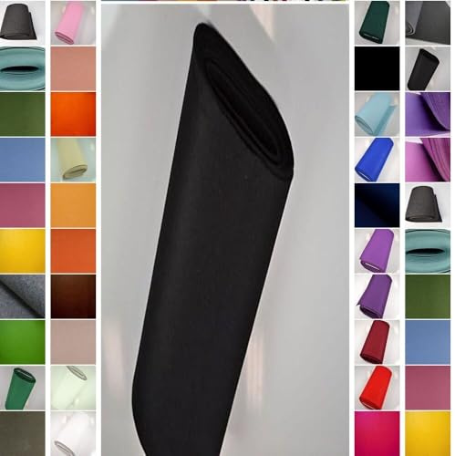 StoffBook 5mm Polyester Bastelfilz Stoff Meterware Schwarz - Stabiler Filzplatten zum Nähen, Kleben, Basteln, DIY Taschen, Dekoration und Kindergarten - 45cm Breite b526