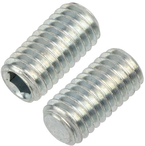 AERZETIX - NV18290 - Set di 12 Viti grani senza testa M5x10mm con punta piatta - impronta HEX2.5 a 6 lati cava - in acciaio - colore argento