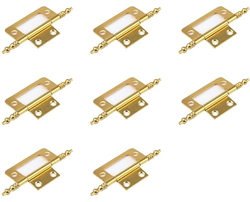 8PCS Steel Flush Hinges Gold 2 Inch,Door Hinges for Drawer Cabinet