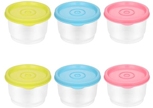 Shirene Small Food Containers with Lids,6 Pcs 150ml Food Containers with Lids Small Plastic Containers with Lids Kitchen Containers Stackable Leak Proof Sauce Containers for Lunch Box,Food Prep
