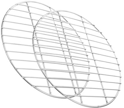 BEBEMOKO 2 Pezzi Griglia Rotonda in Acciaio Inossidabile per Cuocere, Arrostire e Affumicare, Ideale per Carne, Pane e Torte (22 Cm)