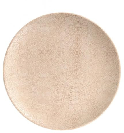 Service de table de 12 pièces plates et rondes, empilables EMY, 27 x 2.5 cm, assiettes à pâtes desserts en porcelaine beige - 800g