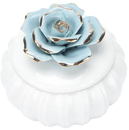 Healeved Boîte De Rangement En Céramique Nordique Motif Rose, Couvercle Scellé, Porcelaine Artisanale, Rangement Bijou Pour Maison, Décoratif Et Transportable, Taille Unique