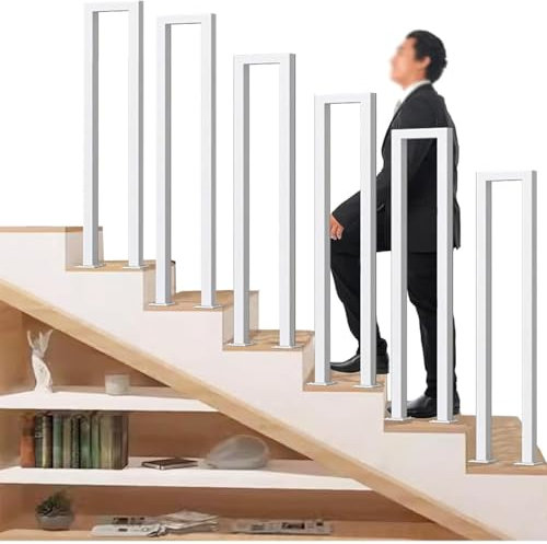 Corrimano moderno per scale, a forma di U, supporto per ringhiera di sicurezza per interni ed esterni, design industriale con tubo quadrato in ferro