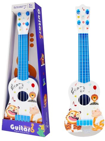 JurciCat 42cm Guitare Enfant Guitares et Instruments à Cordes pour Enfants avec 4 Cordes Ajustables Ukulele Enfants pour Les Tout Petits Les débutants Les garçons et Les Filles