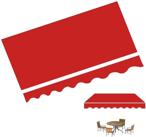 Tessuto di ricambio per tendone parasole – Copertura superiore retrattile per patio, bar, cortile, balcone, rosso, 2,45 x 2,1 m, soluzione durevole per esterni