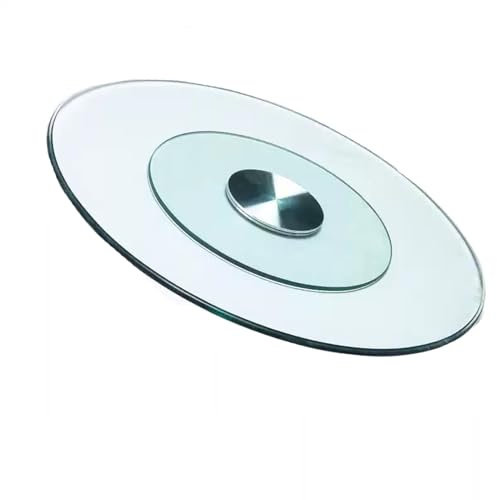 Lazy Susan Plateau de service rond en verre transparent de 60 cm pour table de salle à manger, plateau en verre rotatif à 360° pour réunions de famille, parfait pour remplacer la table.